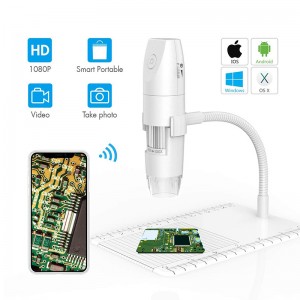 Microscop WiFi 50X până la 1000X Microscop digital fără fir, suport de observare a brațului flexibil cu cameră LED 1080P HD 2.0 MP 8, Mini microscop portabil pentru PC-ul Android iOS